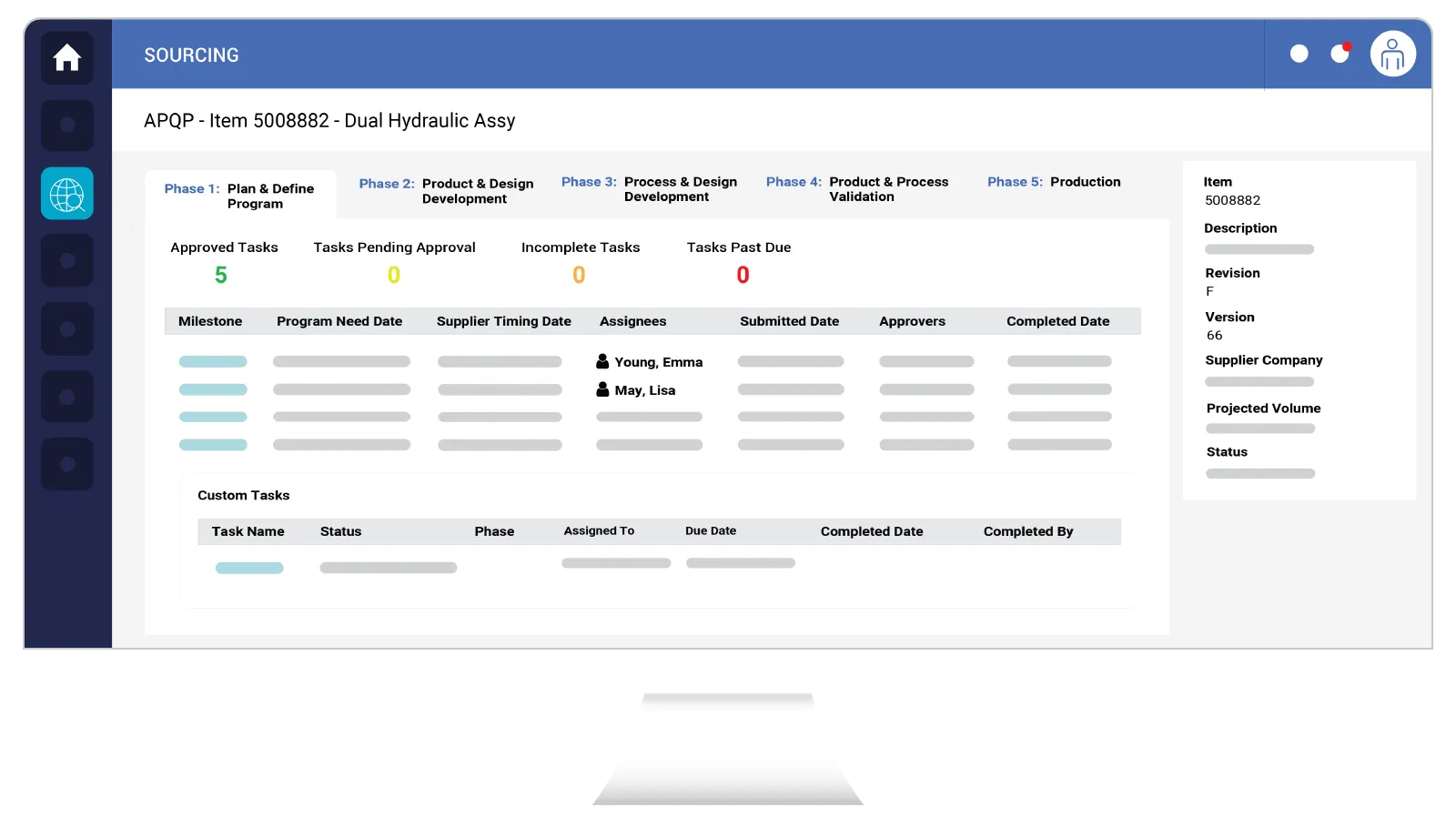 Screenshot - Sourcing - Advanced Product Quality Planning (APQP)