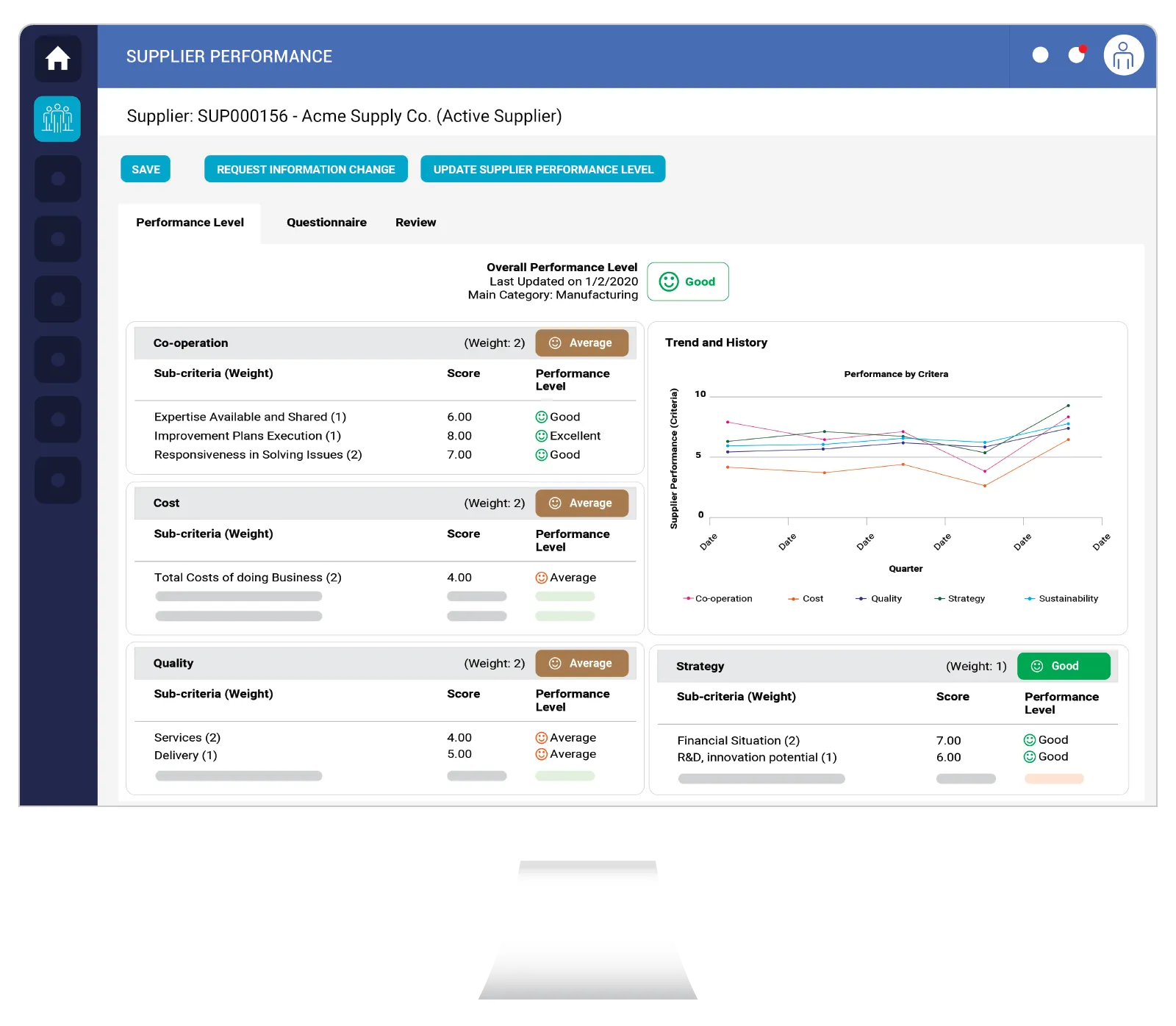 Screenshot - Supplier Performance