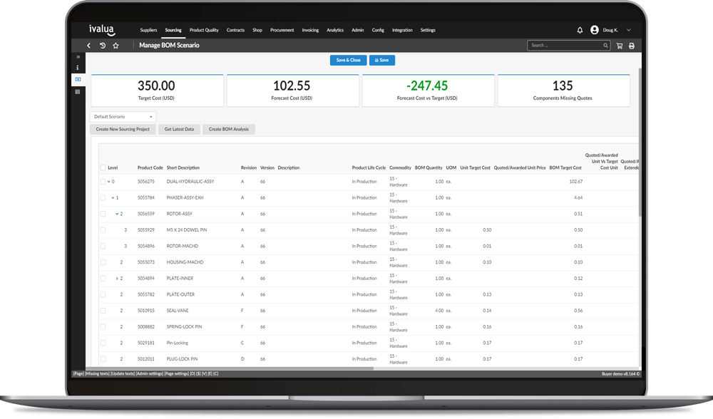 vista del Lifecycle Manager di Ivalua platform