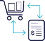 shopping cart and invoice icon