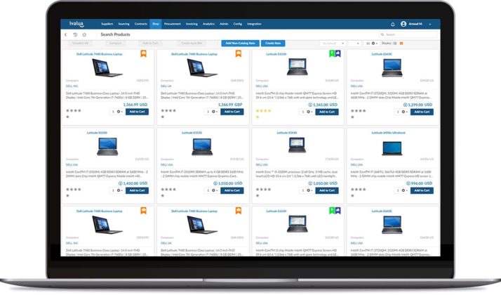 Ricerca del catalogo Ivalua su laptop