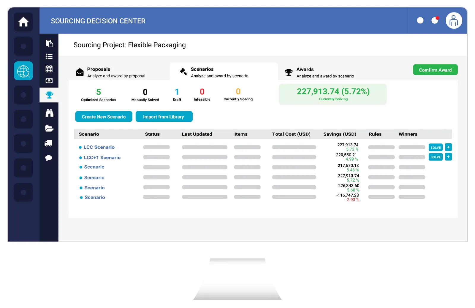 Screenshot – Sourcing Decision Center