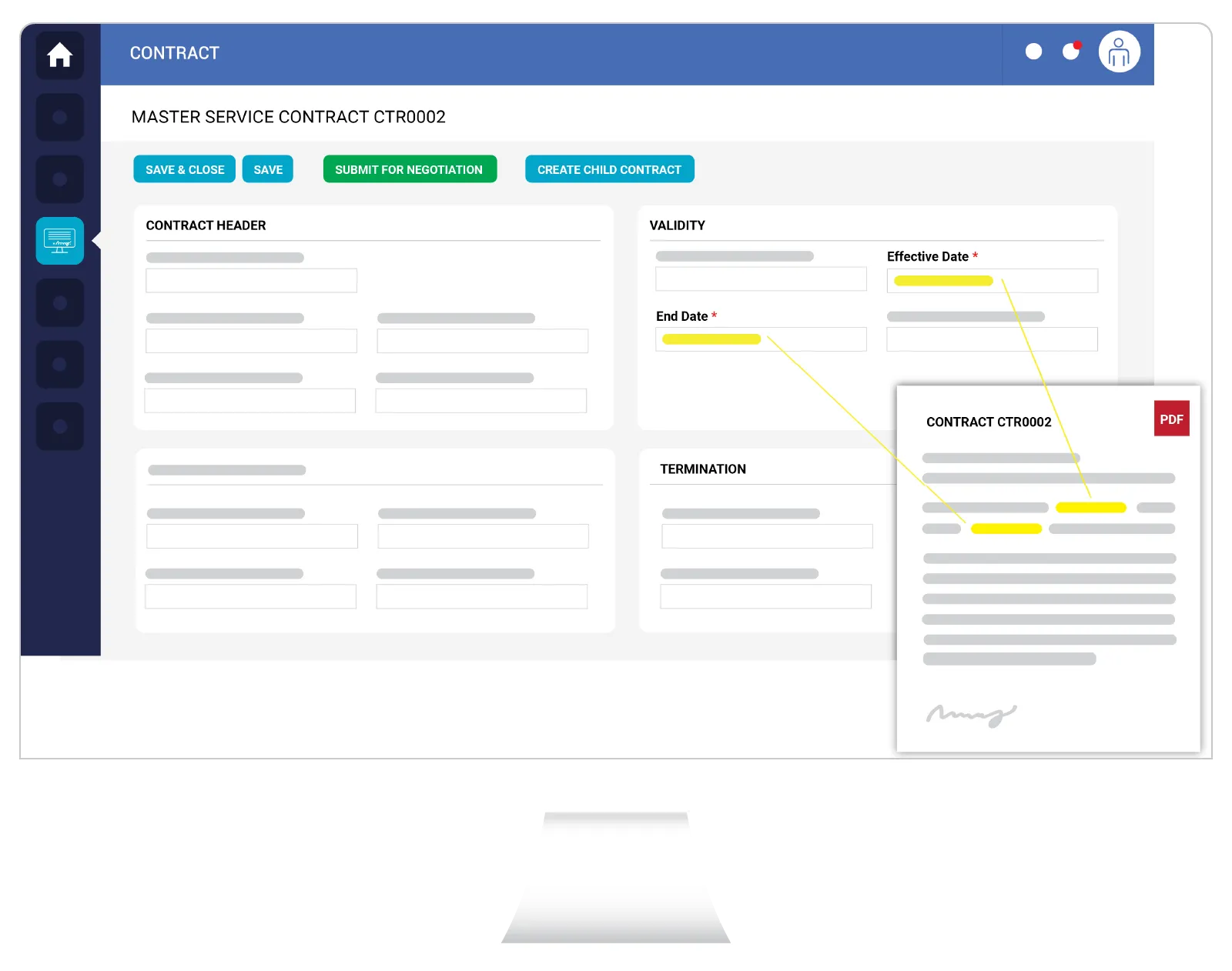 Screenshot - Contract Master Service Contract ctr0002 - Contract Data Capture