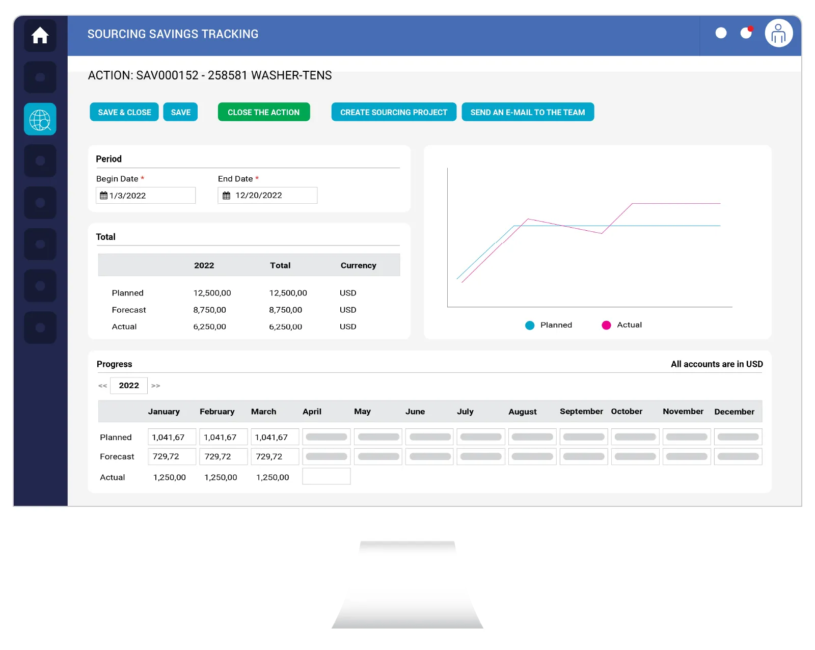 Screenshot - Sourcing - Savings Tracking