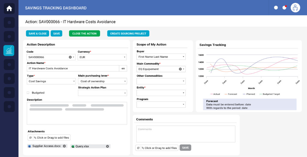 Procurement savings tracking